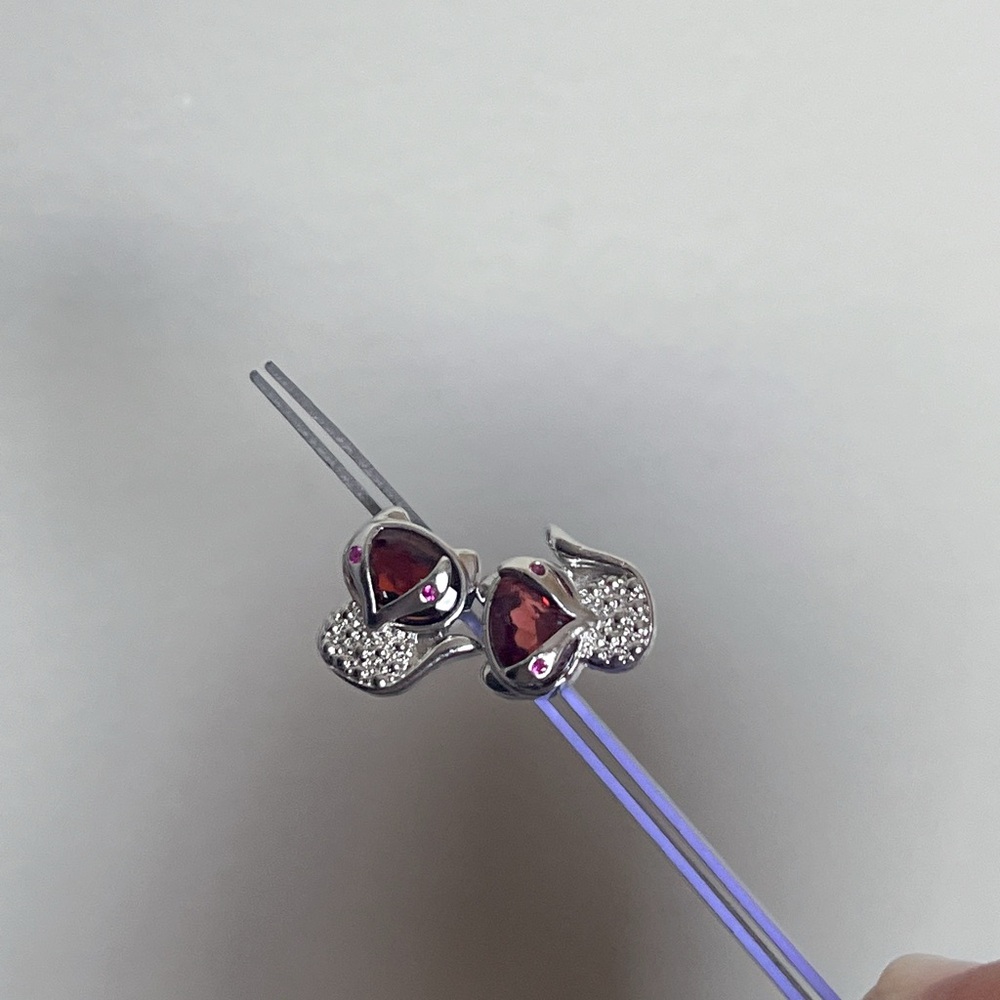 Cute Fox Garnet Earrings